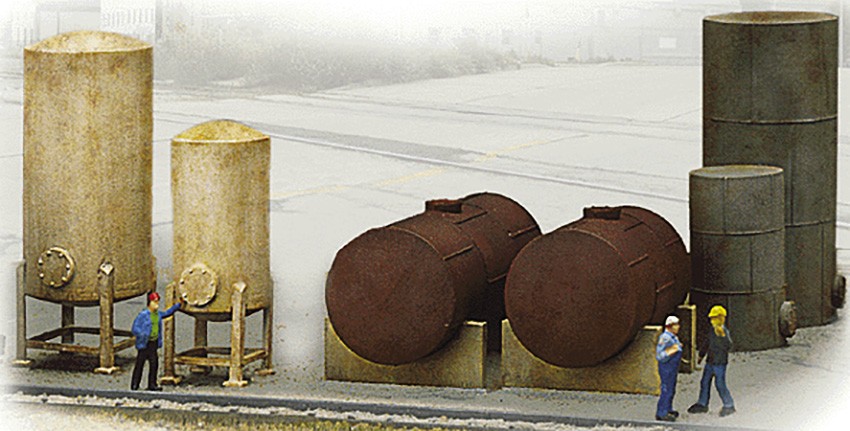 Walthers Cornerstone HO Scale Building/Structure Kit Industrial Tanks Detail Set