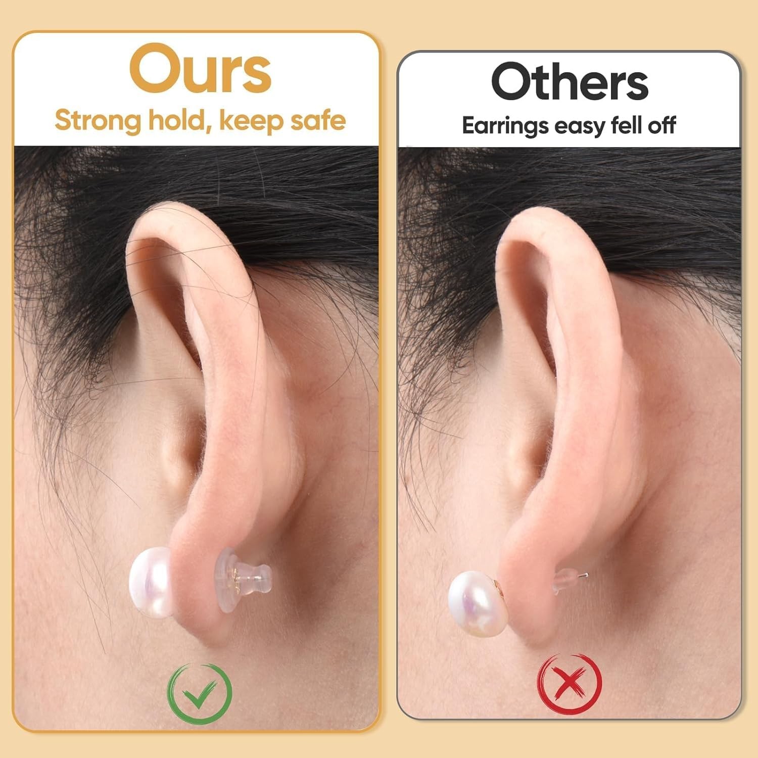 Earring Backs Replacements,18K Gold Silicone Earring Backs for Droopy Ears