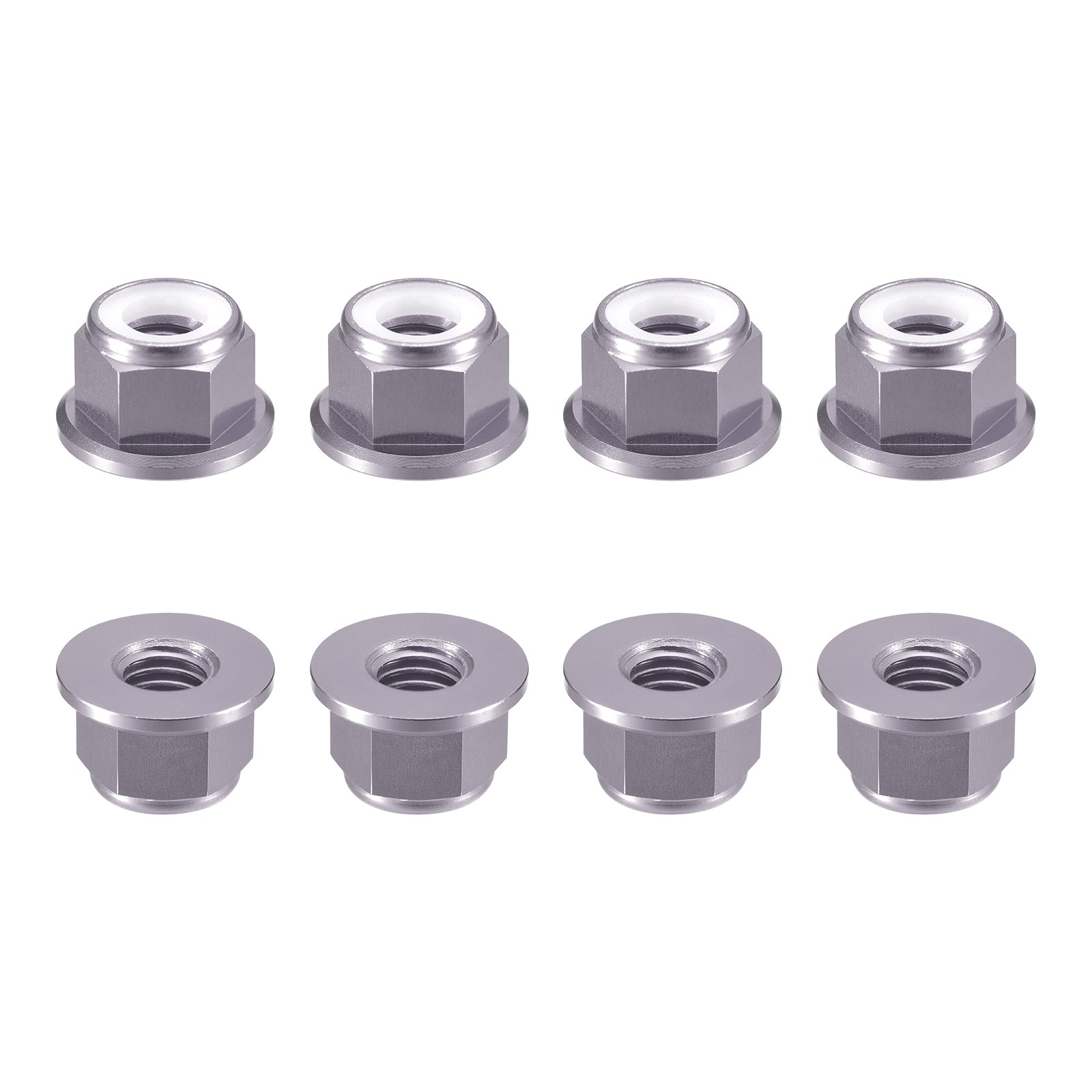 Nylon Insert Hex Lock Nuts, 8pcs - M8x1.25mm Self-Locking Nut(Titanium Gray)