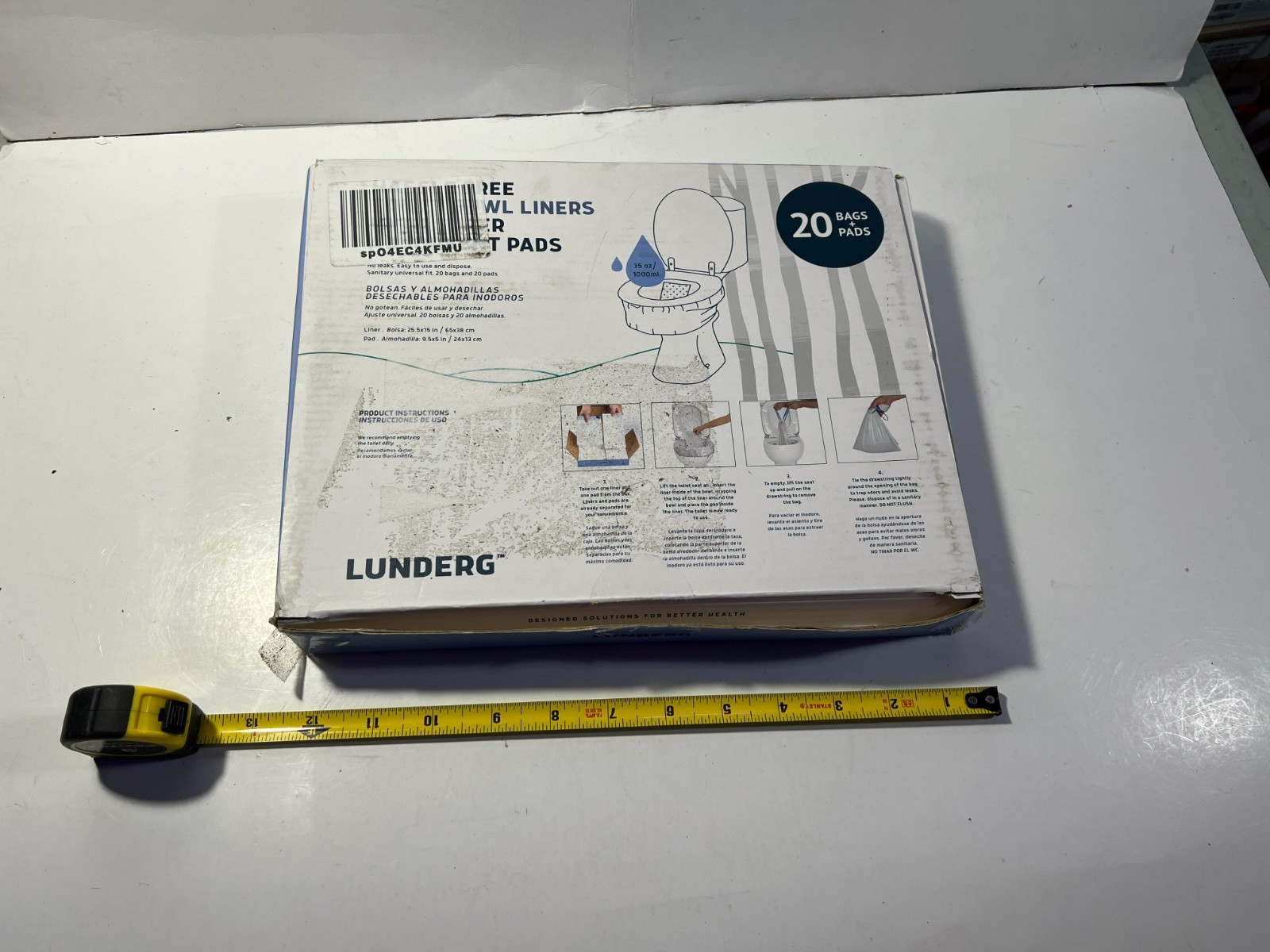 Lunderg Toilet Bowl Liners with Super Absorbent Pads - Value 50 Count, White