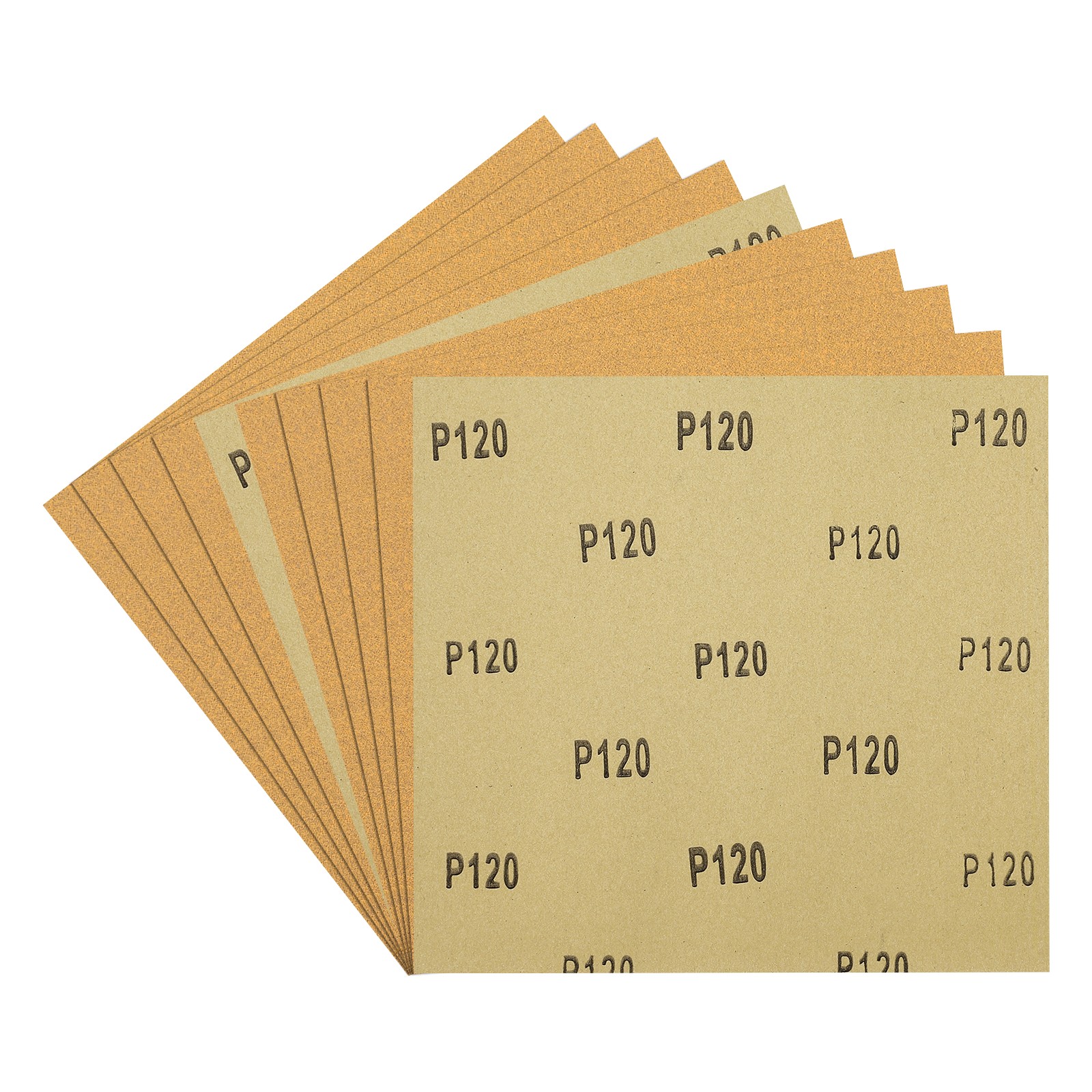 10pcs Sand Papers - [4.2 x 4.5 Inch x 120 Grits] Alumina Sandpaper Sheets Gold