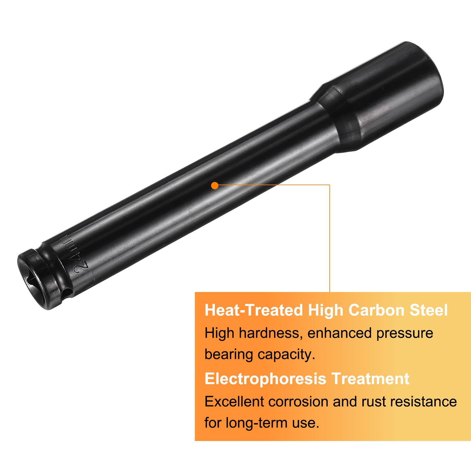 Deep Impact Socket 1/2" Drive 24mm Metric 6 Point Socket 200mm Extra Long