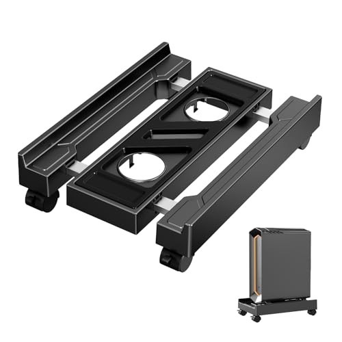 Adjustable Computer Tower Stand Under Desk CPU Holder PC Cart with Rolling