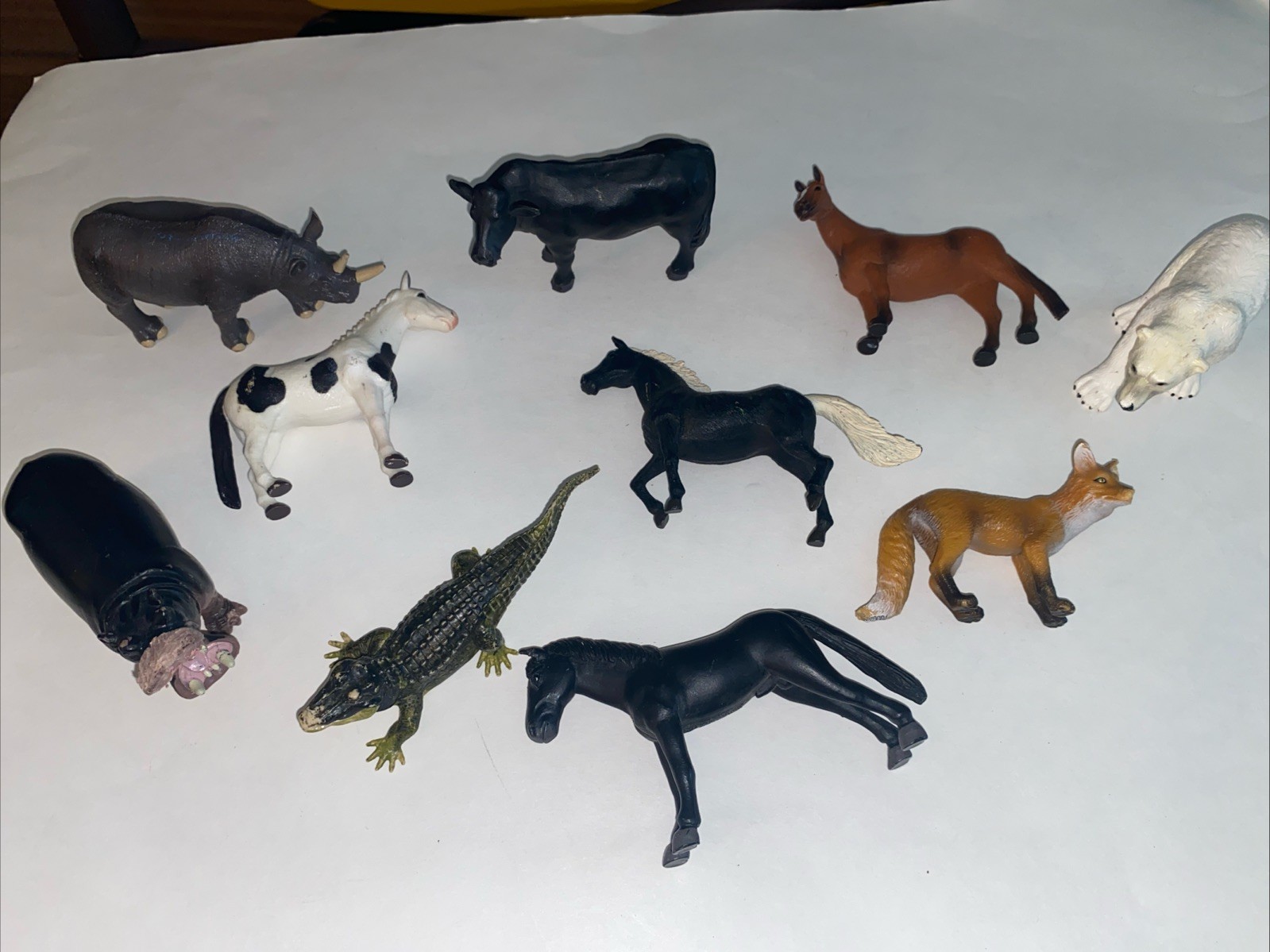 Terra By Battat Toy Animals Polar Bear Hippo Rhino Horses Alligator Lot of 10