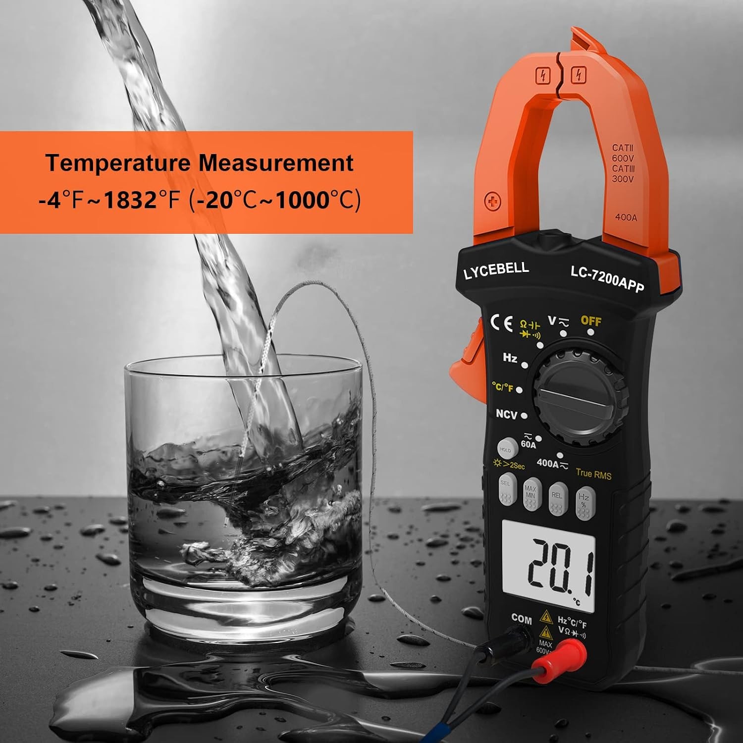6000 Counts Clamp Meter & Bluetooth, Digital AC DC Voltage Current Amp Ohm