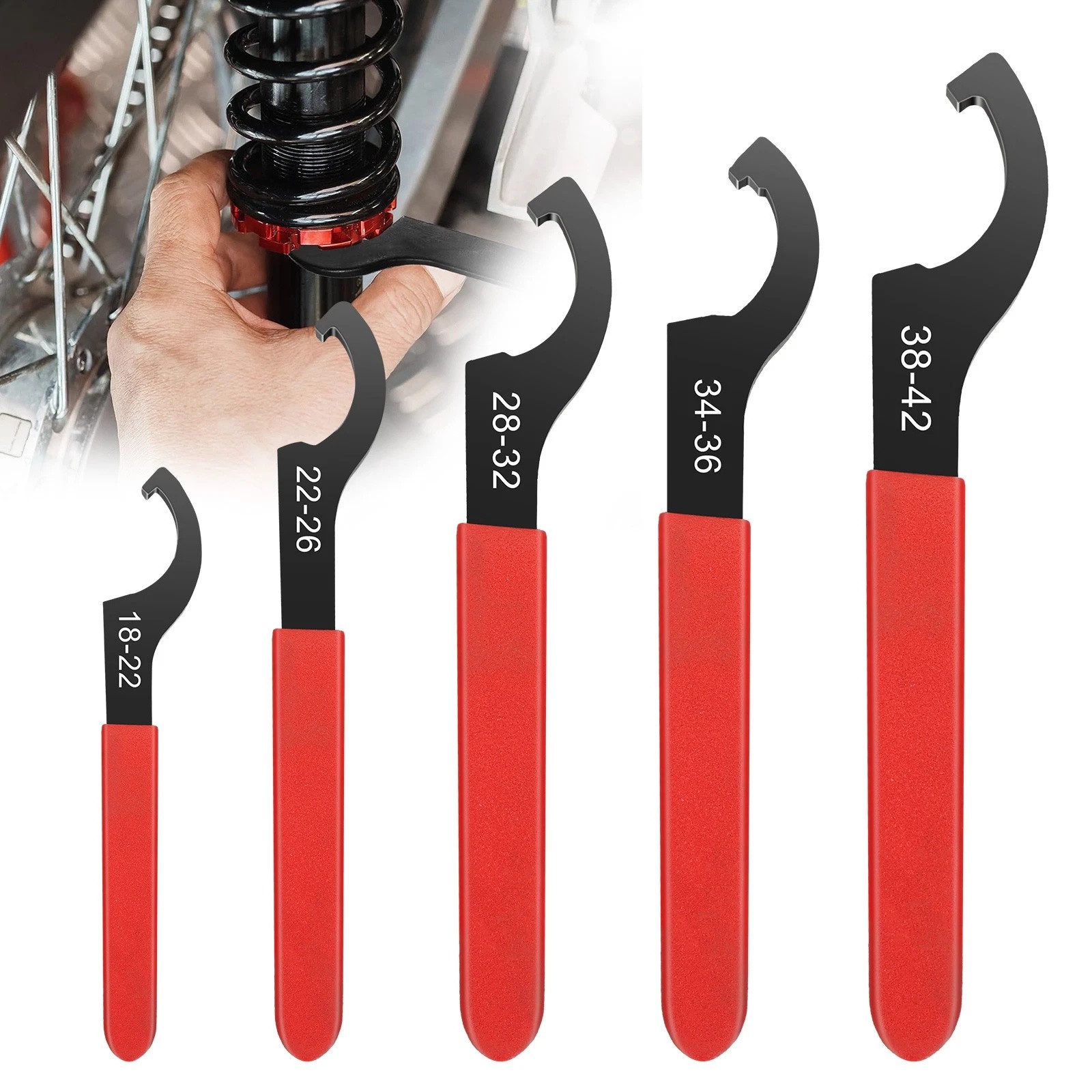 5x Coilover Spanner Wrench Set Adjustable C-Shape Shock Spanner Hook Wrench Tool