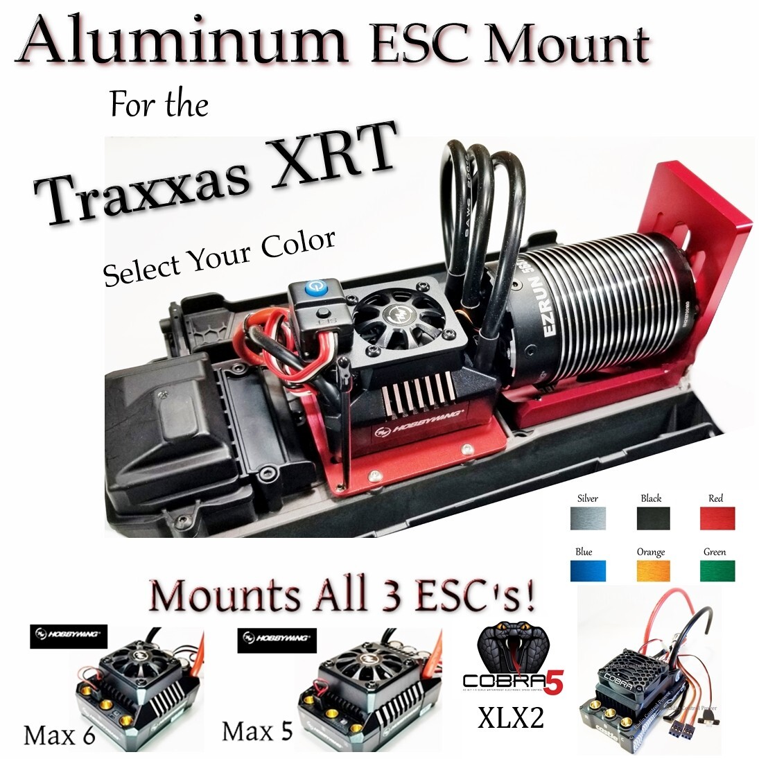 RCP-ESC Mount Aluminum All in One For Traxxas XRT Max 5 Max 6 Cobra 5 XLX2 MMX8s