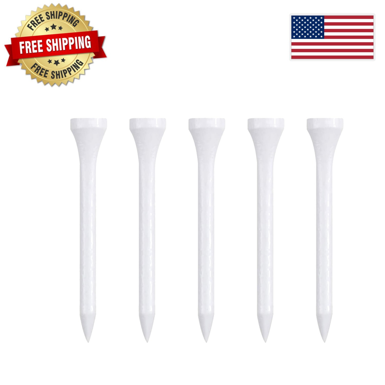 High-Performance Natural Hardwood Golf Tees - 100 Count in 5 Stylish Colors