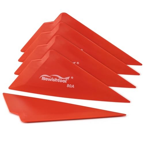 5-Pack Window Tint Tools Triangle Squeegee, 80A Hardness Multi-Edge Red