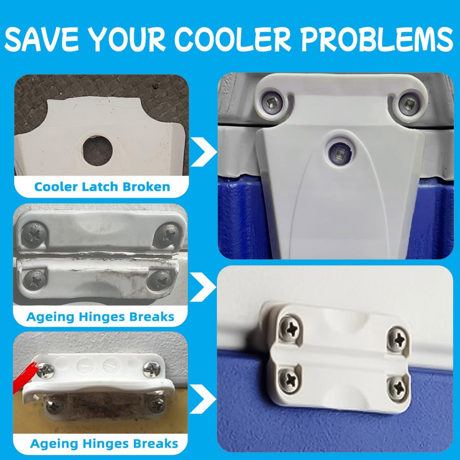 Premium Durable for Igloo Cooler Hinges and Latches Replacement Set White Color