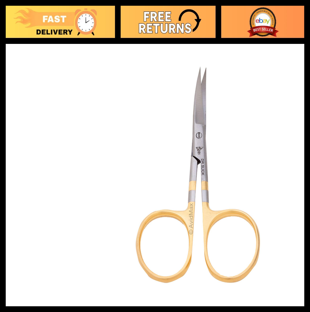 All-Purpose 4" Scissors with Gold Loops - Curved Blades for Precision Cutting