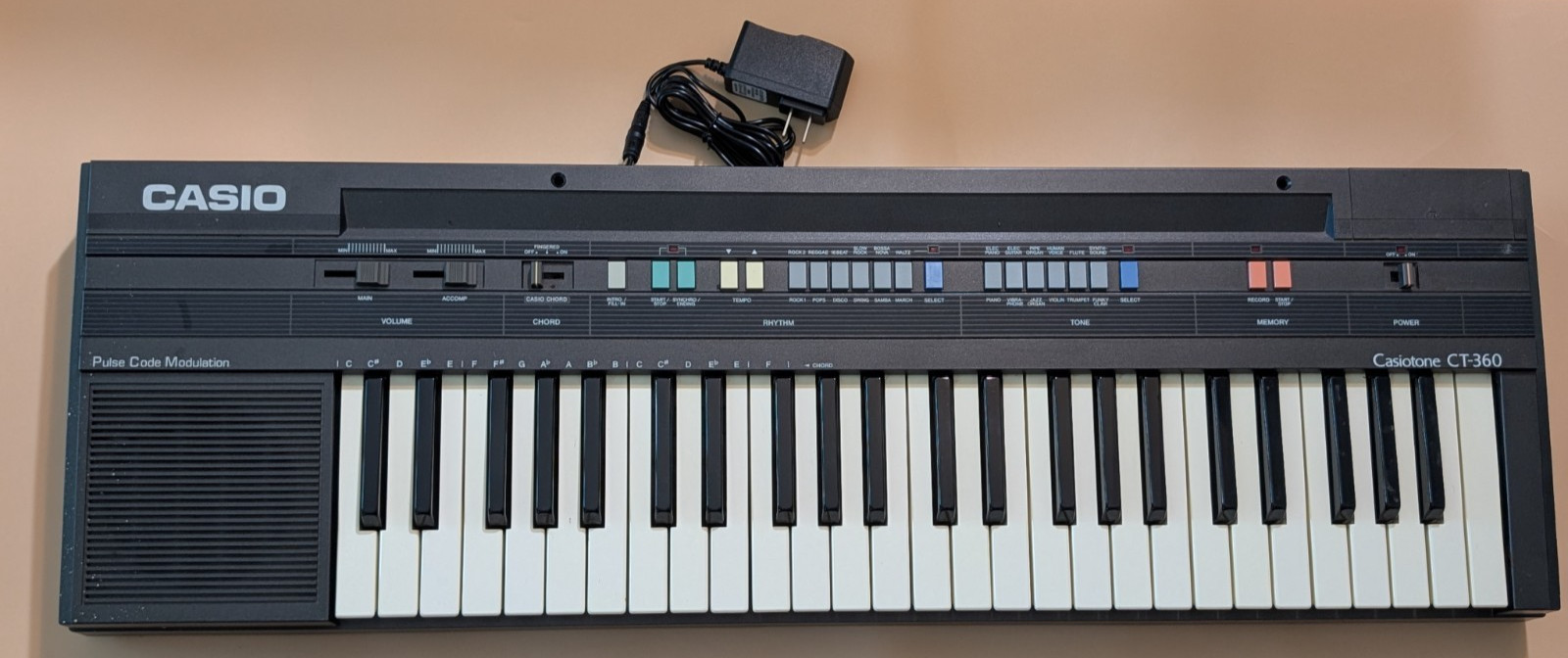 Casio Casiotone CT-360 Electric Keyboard & Adapter Tested and Working