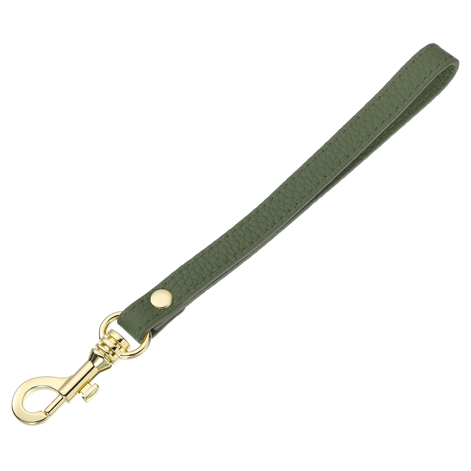 Leather Wristlet Strap for Purse, Keychain Bag (Dark Green Leather, Gold Clasp)