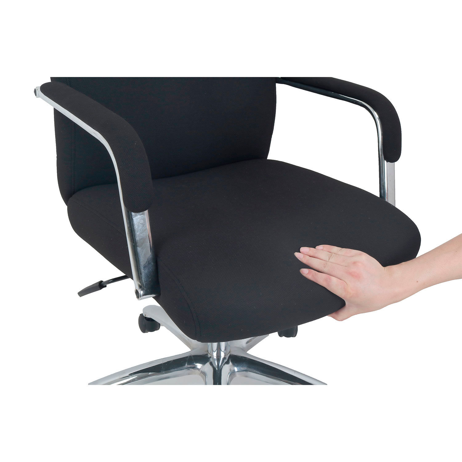 High Back Fabric Task Chair Black Fixed Arms High Back