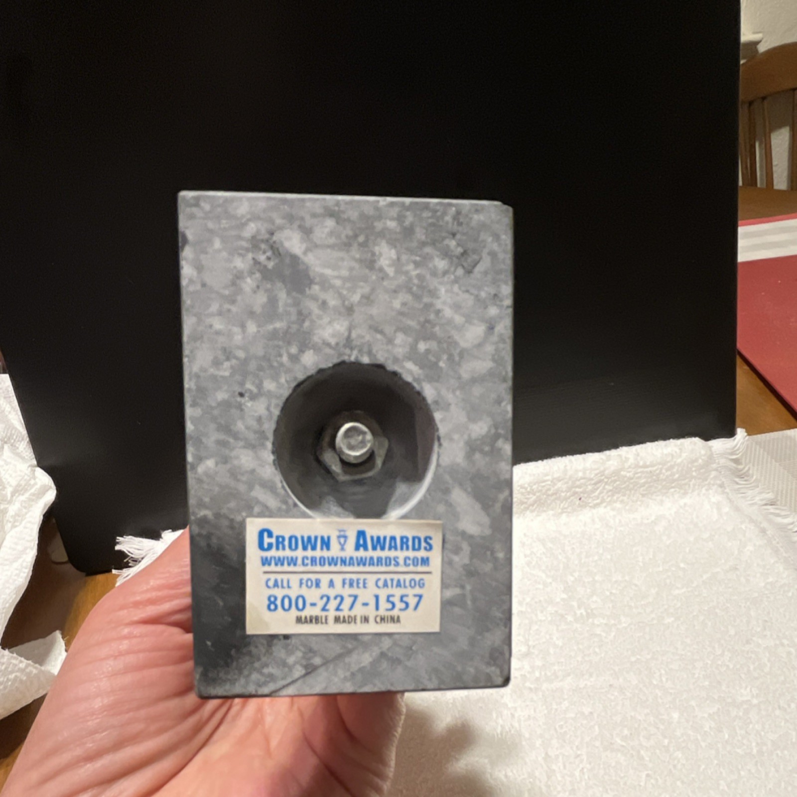 Crown Awards Gray Marble Surface Plate Trophy Base Made in China