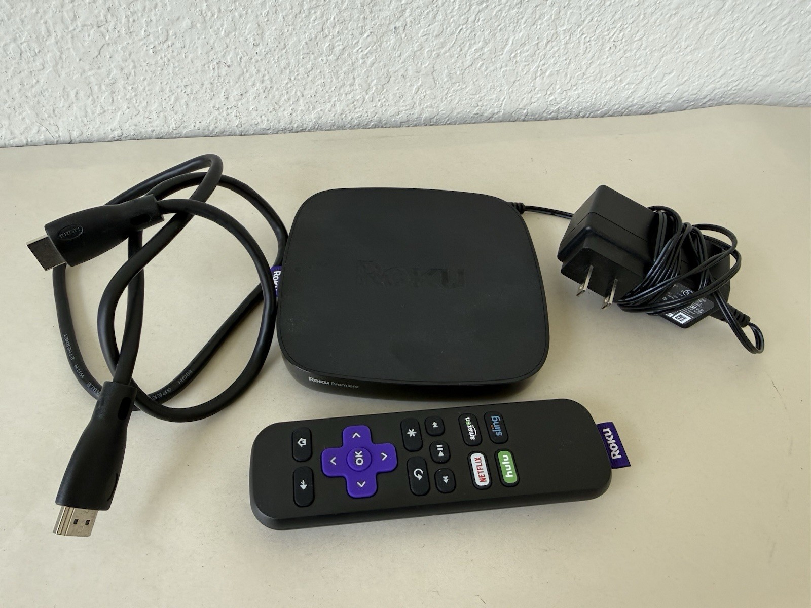 Roku Premiere 4K 4620X Streaming Player Remote Power Cord