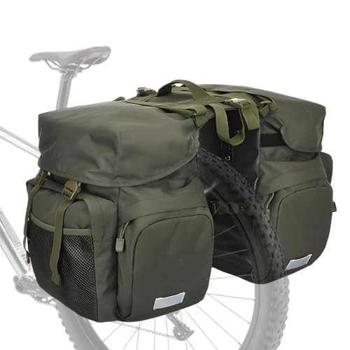 Large Saddle Bags for bike,Waterproof Panier bag for 50L Army green