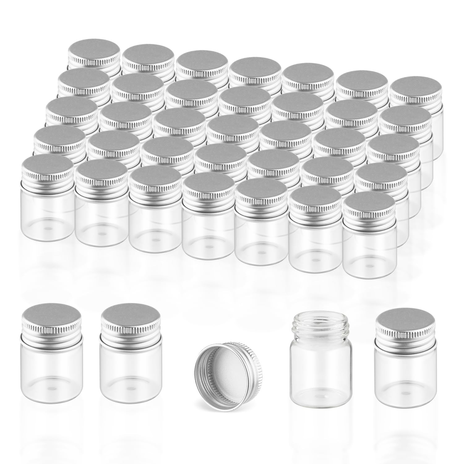 40 Pack 15ml Empty Clear Glass Bottles wiht Screw Cap Small Mason Jars