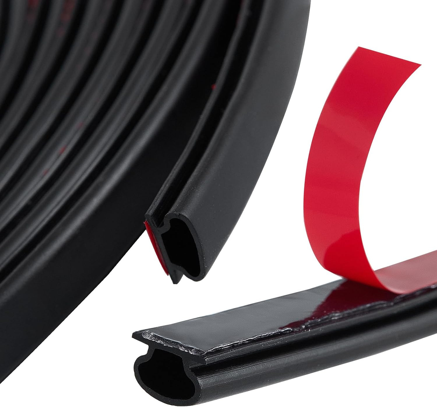 20FT Black Rubber D-Shape Door Weather Stripping Self-Adhesive Noise & Draft