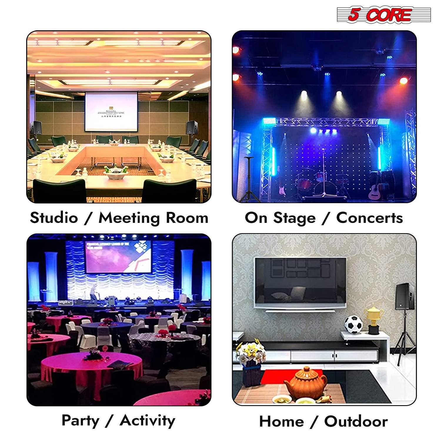 5Core Speaker Stand Pair Adjustable Tripod 54 Inch 132 lbs Capacity 35mm Mount