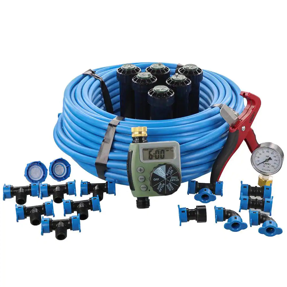 1/2'' Sprinkler System with Hose Faucet Timer Complete Automatic Watering Kit