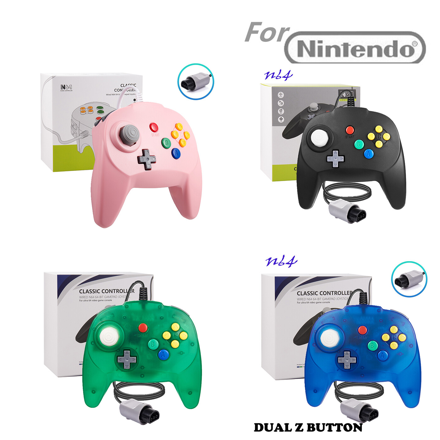 Upgraded N64 Wired Controller Replacement Gamepad for Nintendo 64 Game Console
