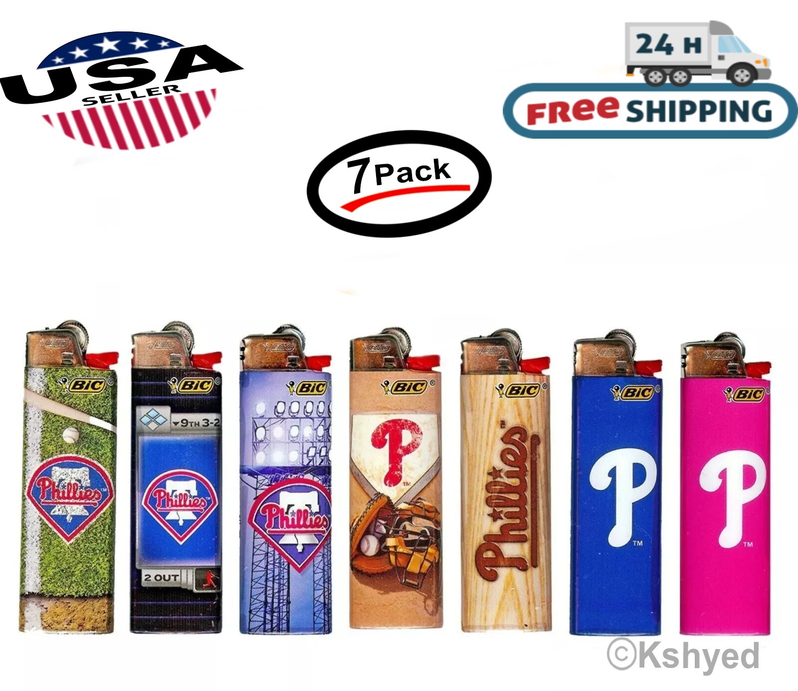 BIC Philadelphia Phillies MLB Officially Licensed Cigarette Lighters (7 Pack)