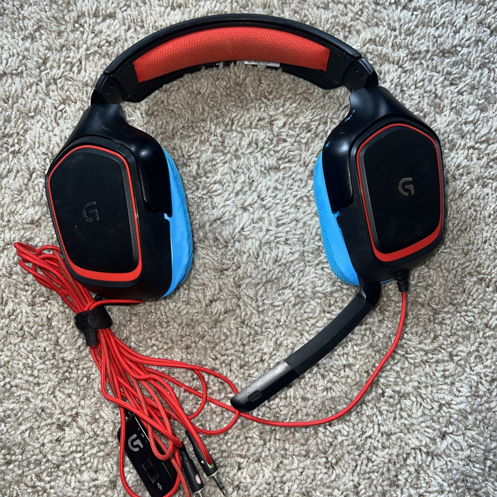 1A Logitech G230 Black/Red Over the Ear Gaming Headset Blue Ear Pads
