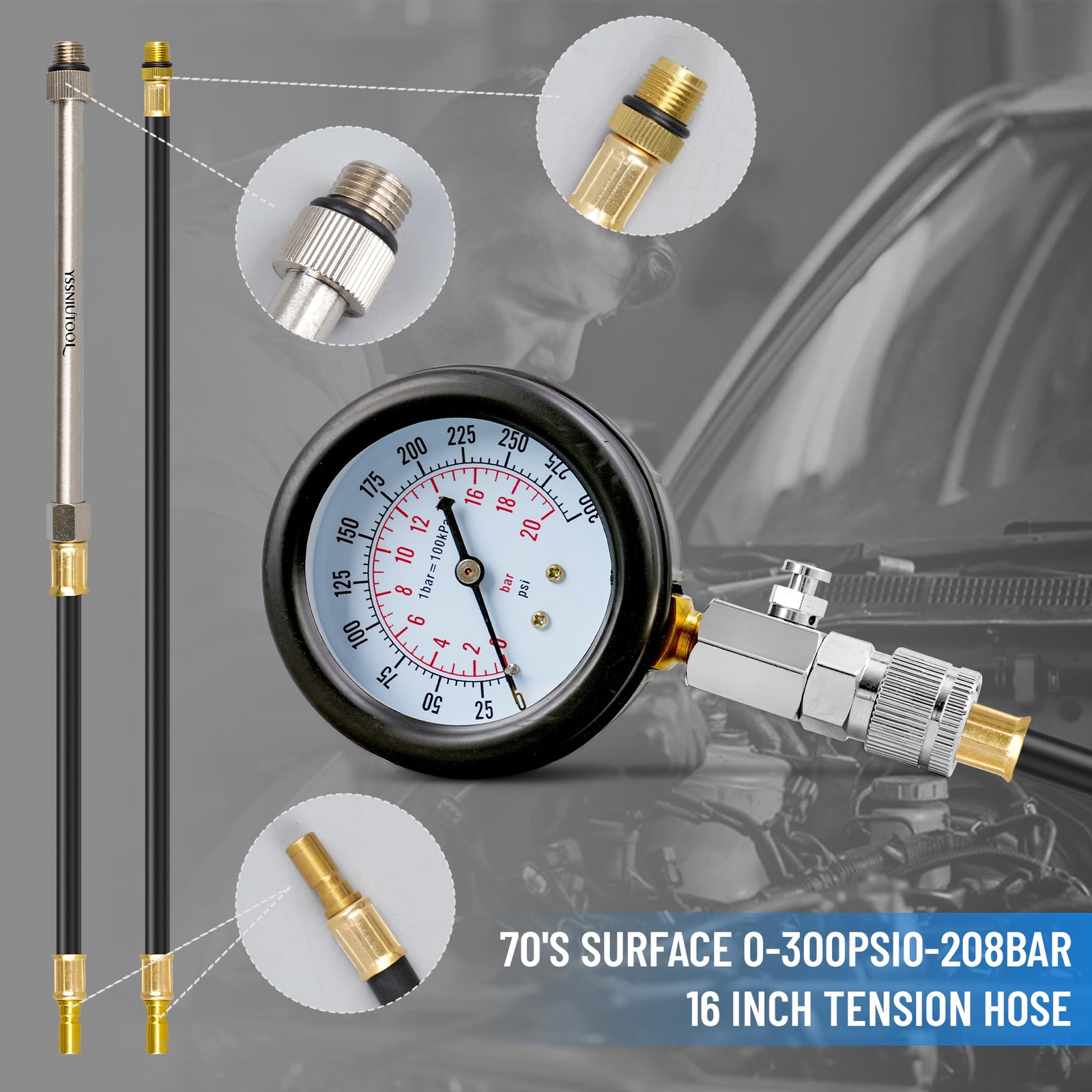 11PC Compression Tester, Automotive Engine Tester Adapter normal