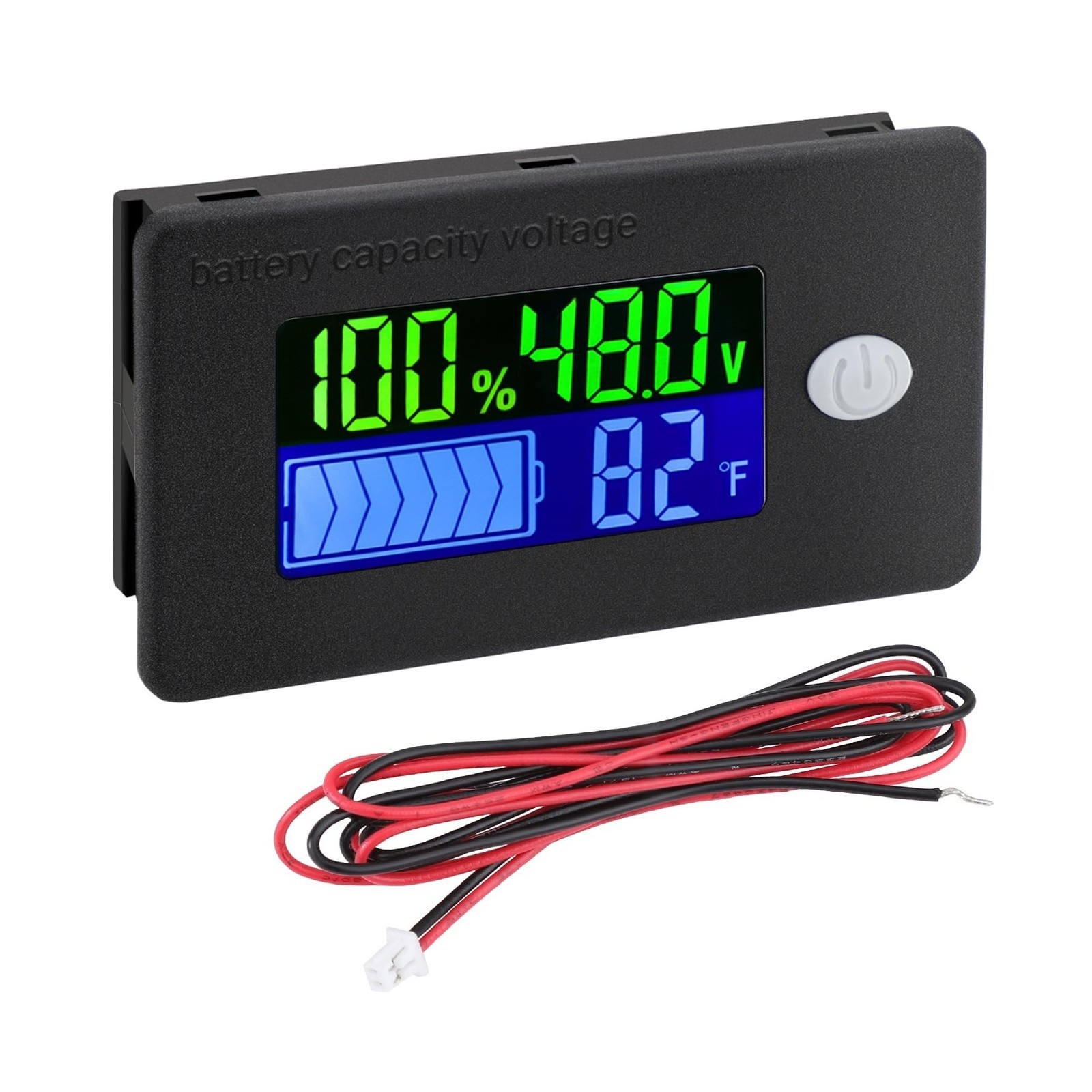 48V ℉ Golf Cart Battery Meter-LCD Display Lithium Battery Monitor 10-100v For RV