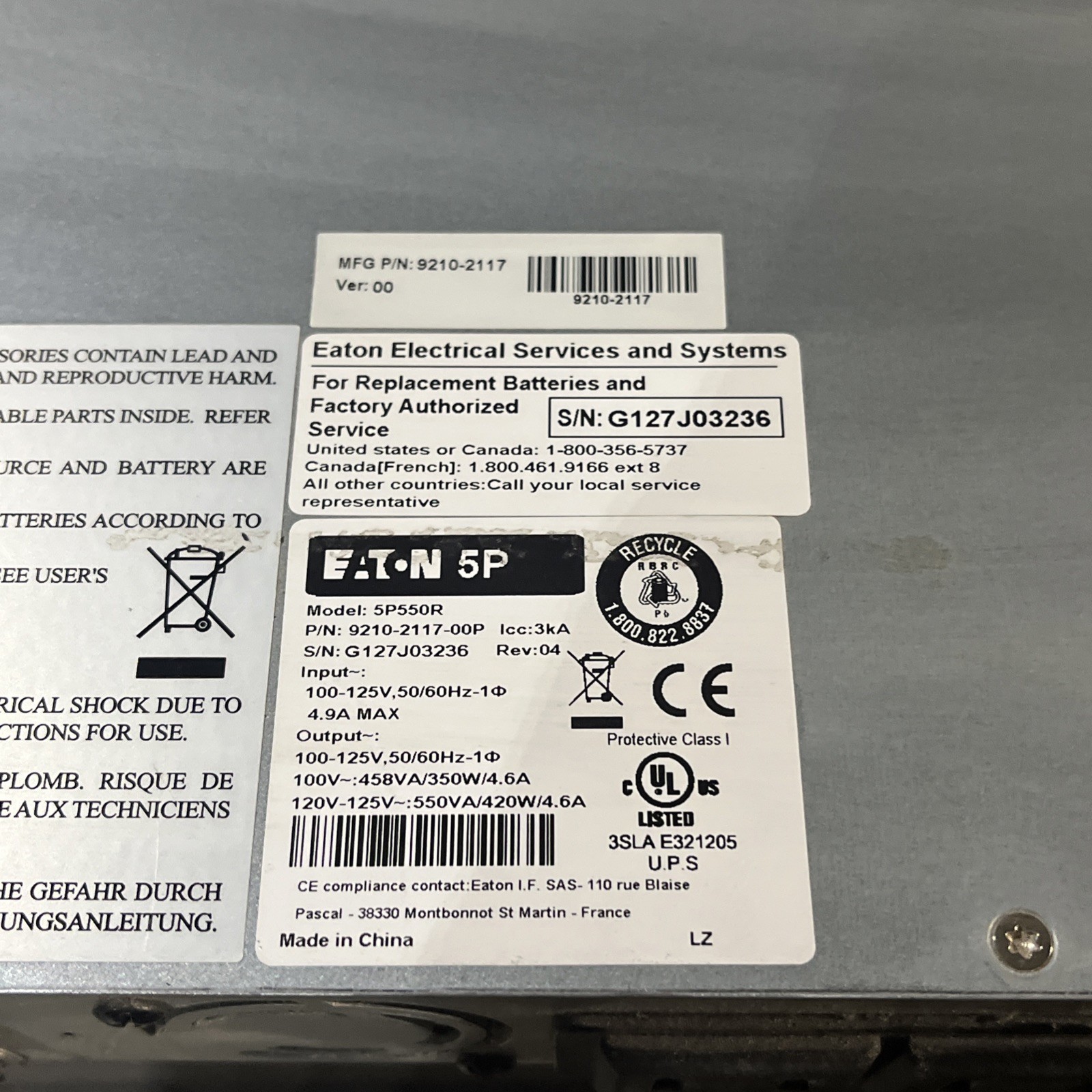EATON 5P550R 1U RACK MOUNTABLE