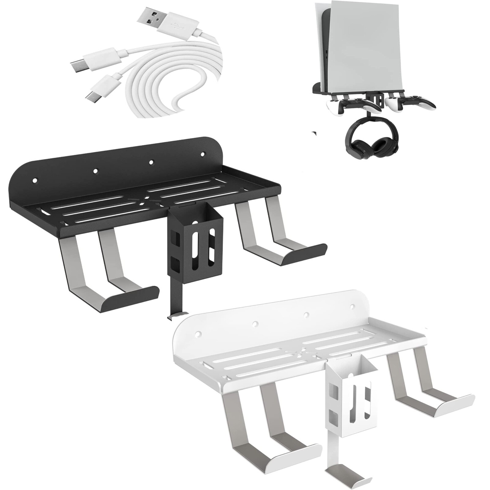 PS5 Console Wall Mount & PlayStation 5 Controller Wall Bracket Holder Metal NEW