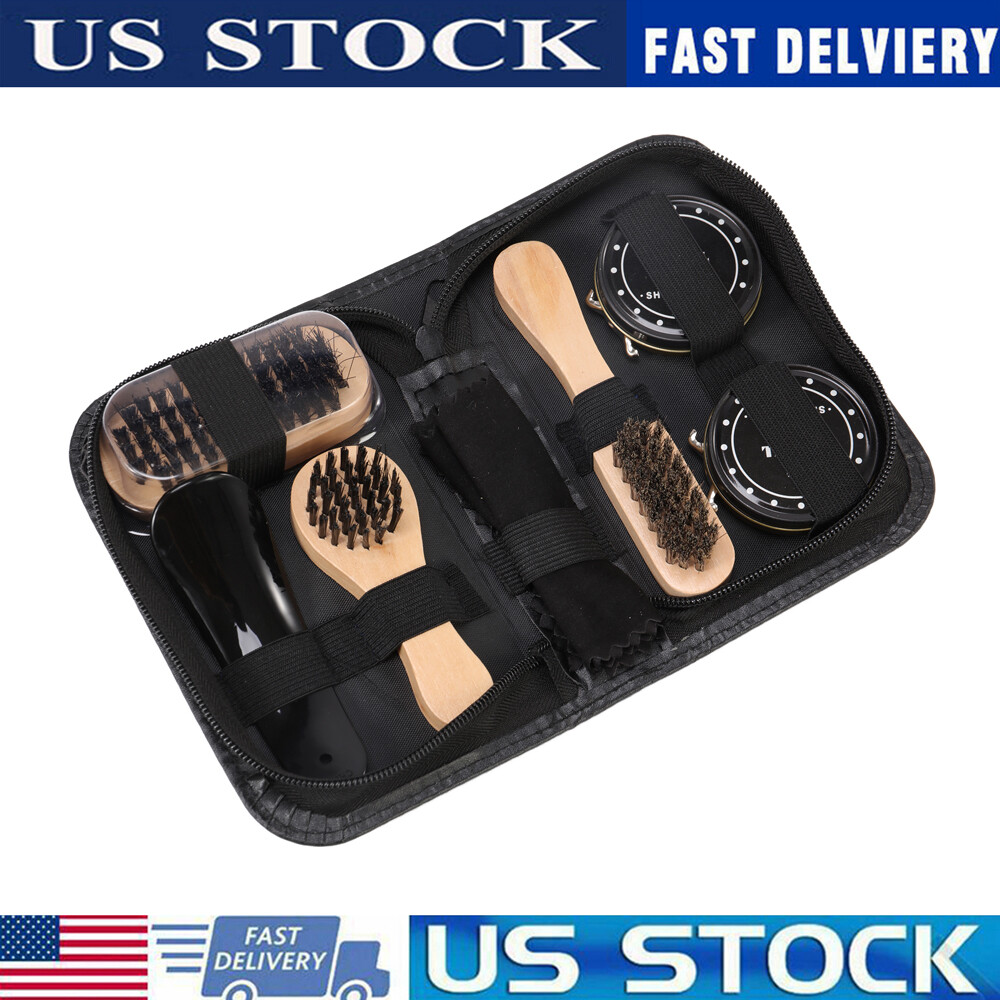 8pcs Shoe Cleaning Polish Shine Care Kits Set For Leather Boots Shoes Sneakers