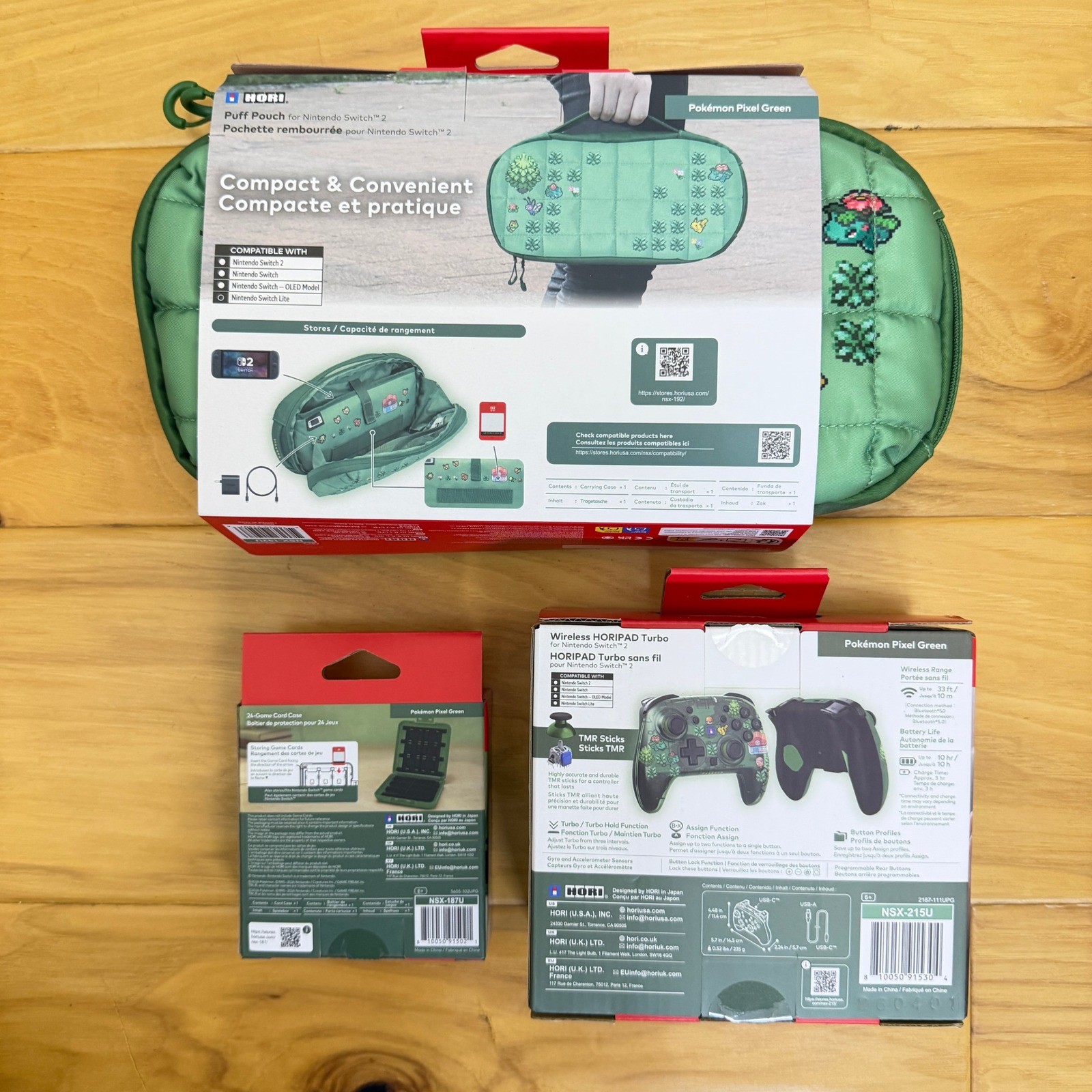 HORI Pokemon Pixel Art Bundle Nintendo Switch Wireless Controller Pouch Case NEW