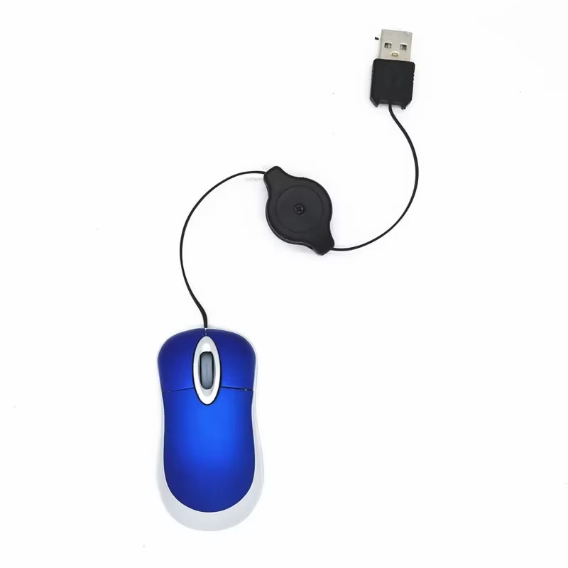 Mini Wired USB Optical Mouse Retractable Cable 1000 DPI for PC Laptop Notebook