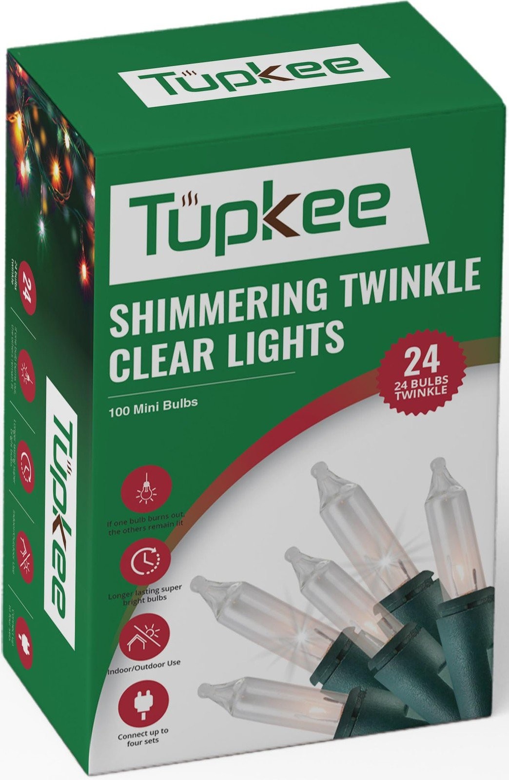 Clear Christmas Random Shimmering Twinkle Lights - 24 of 100 Bulbs Twinkle
