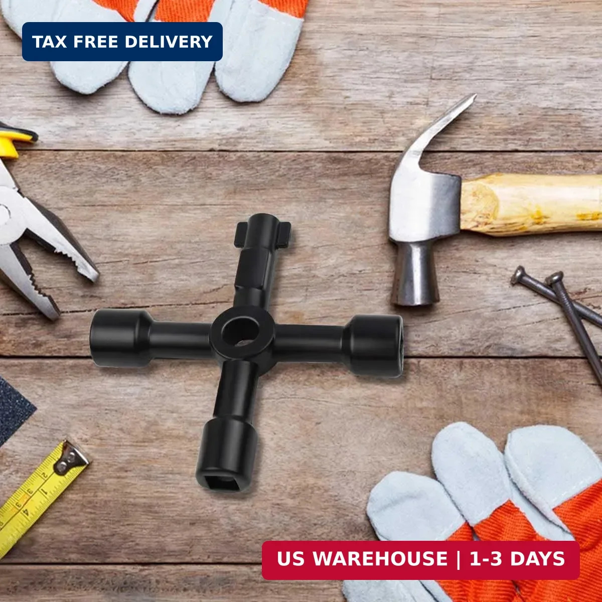 Triangle Multi-functional Sillcock Key 4 Way Square Wrench Water Utility Key Ste