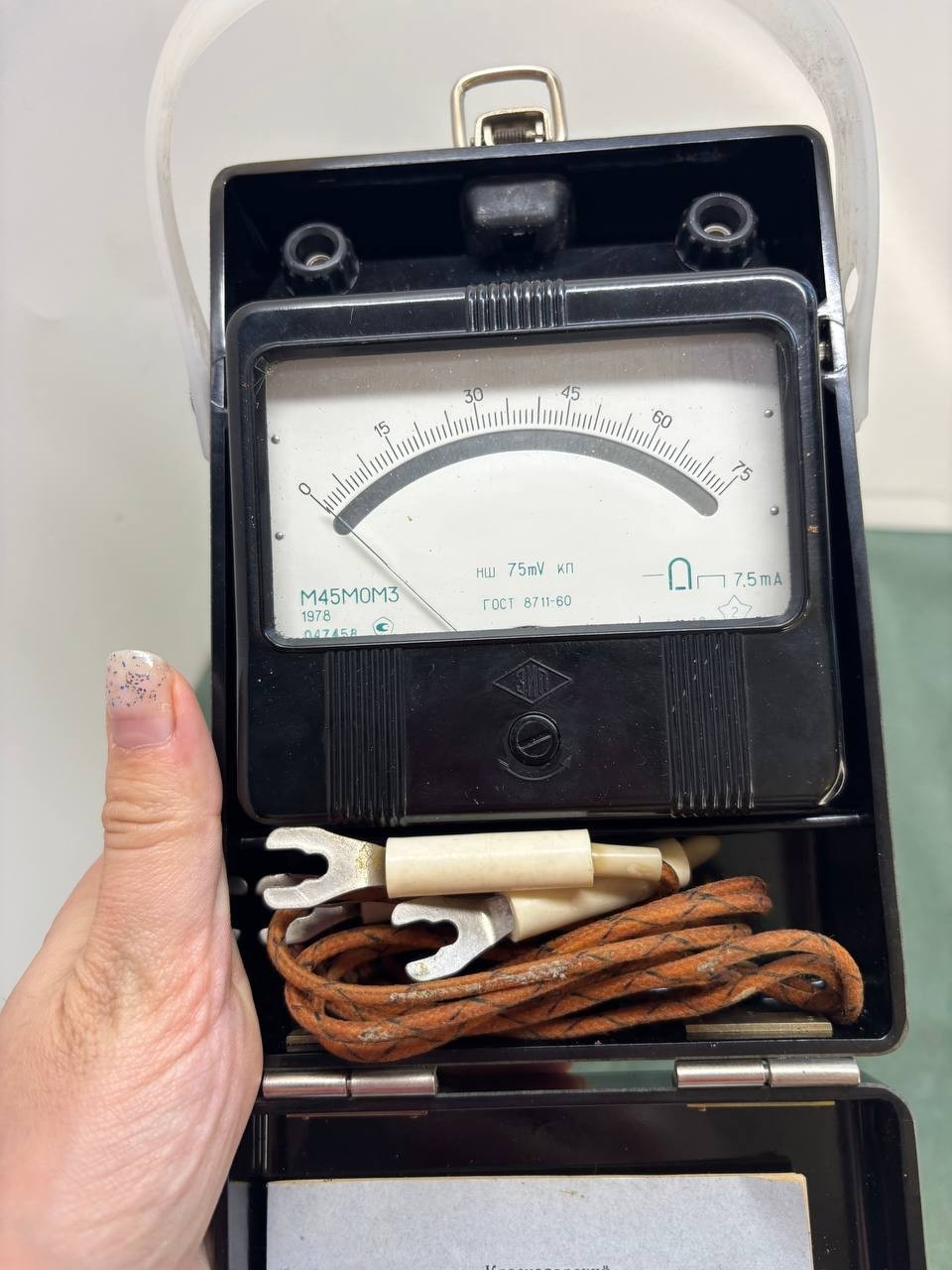 Vintage USSR Voltmeter M45M0M3 1978 Soviet Analog Bakelite Millivoltmeter 75mV
