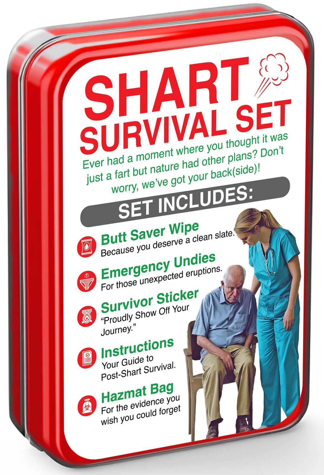 Funny Survival Set - Gag Gift 2026 Friend Gifts Includes Standard, Red