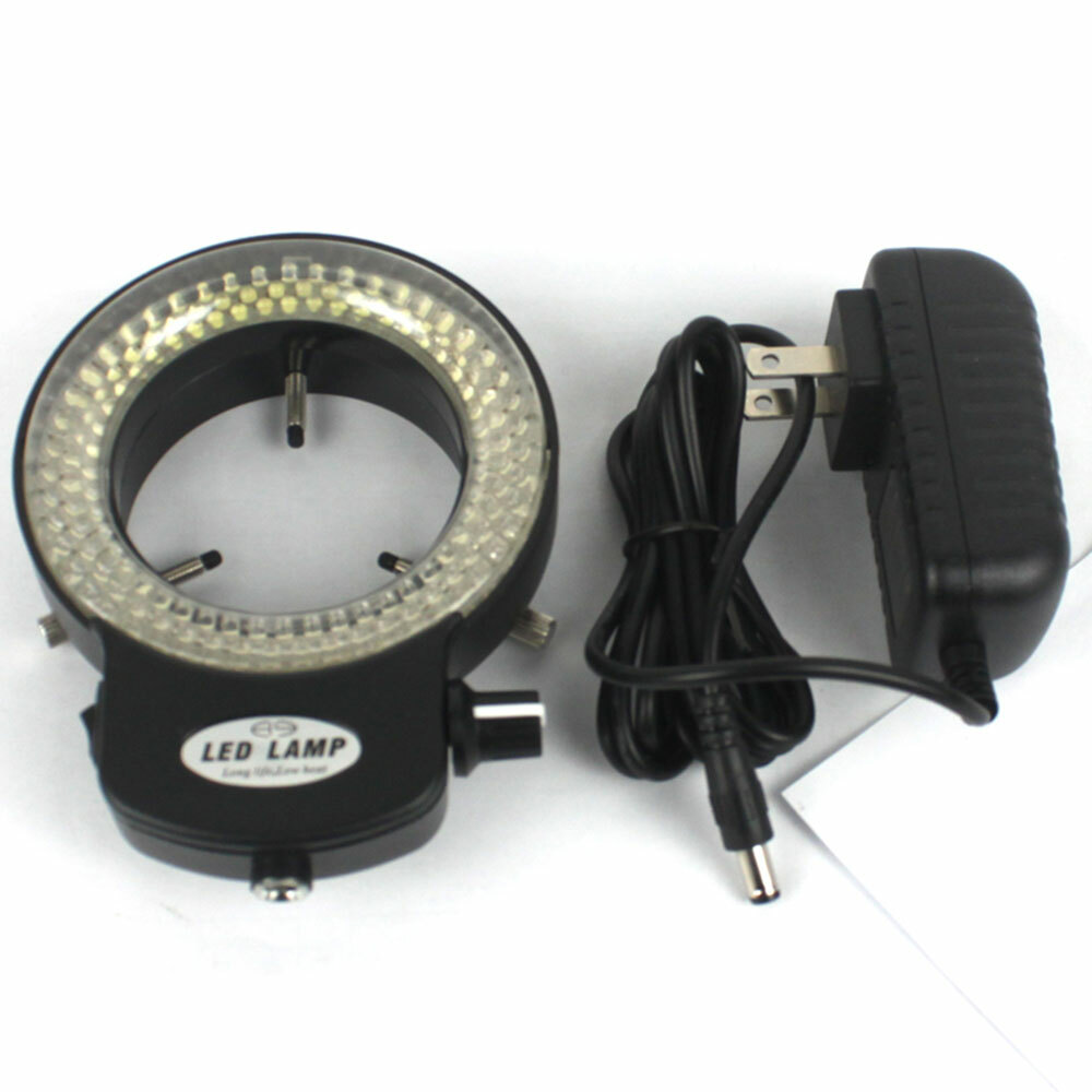 Black 144 LED Bulbs Microscope Ring Light Illuminator Lamp US Plug #SH