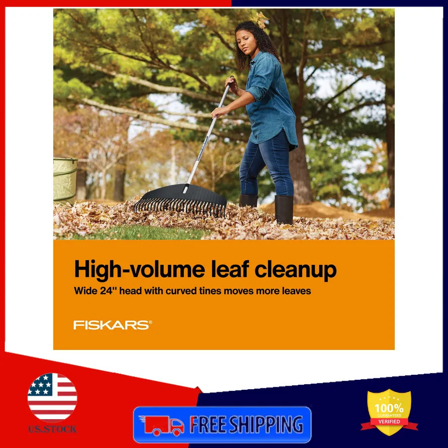 Fiskars Poly Leaf Rake 67 Inch Durable Garden Tool
