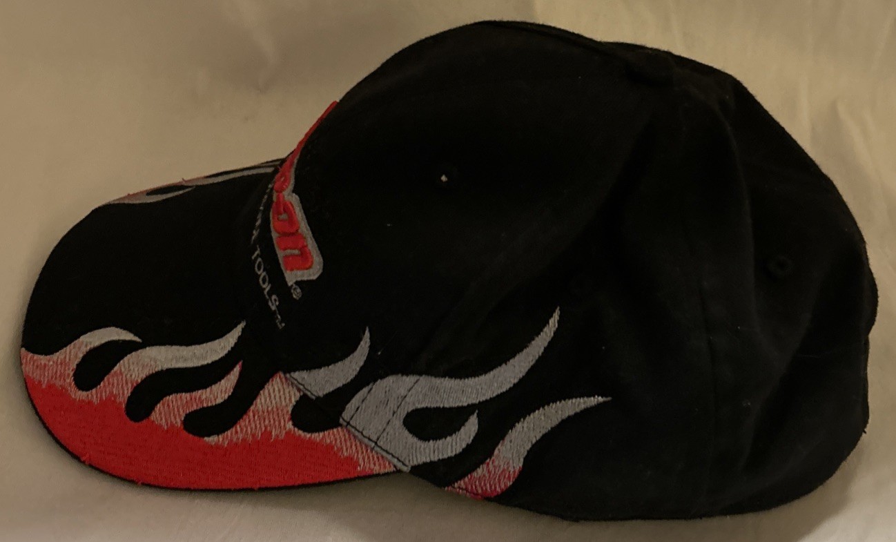 Snap On Hat Embroidered Raised Flame Black Adjustable Cap High Performance Tools