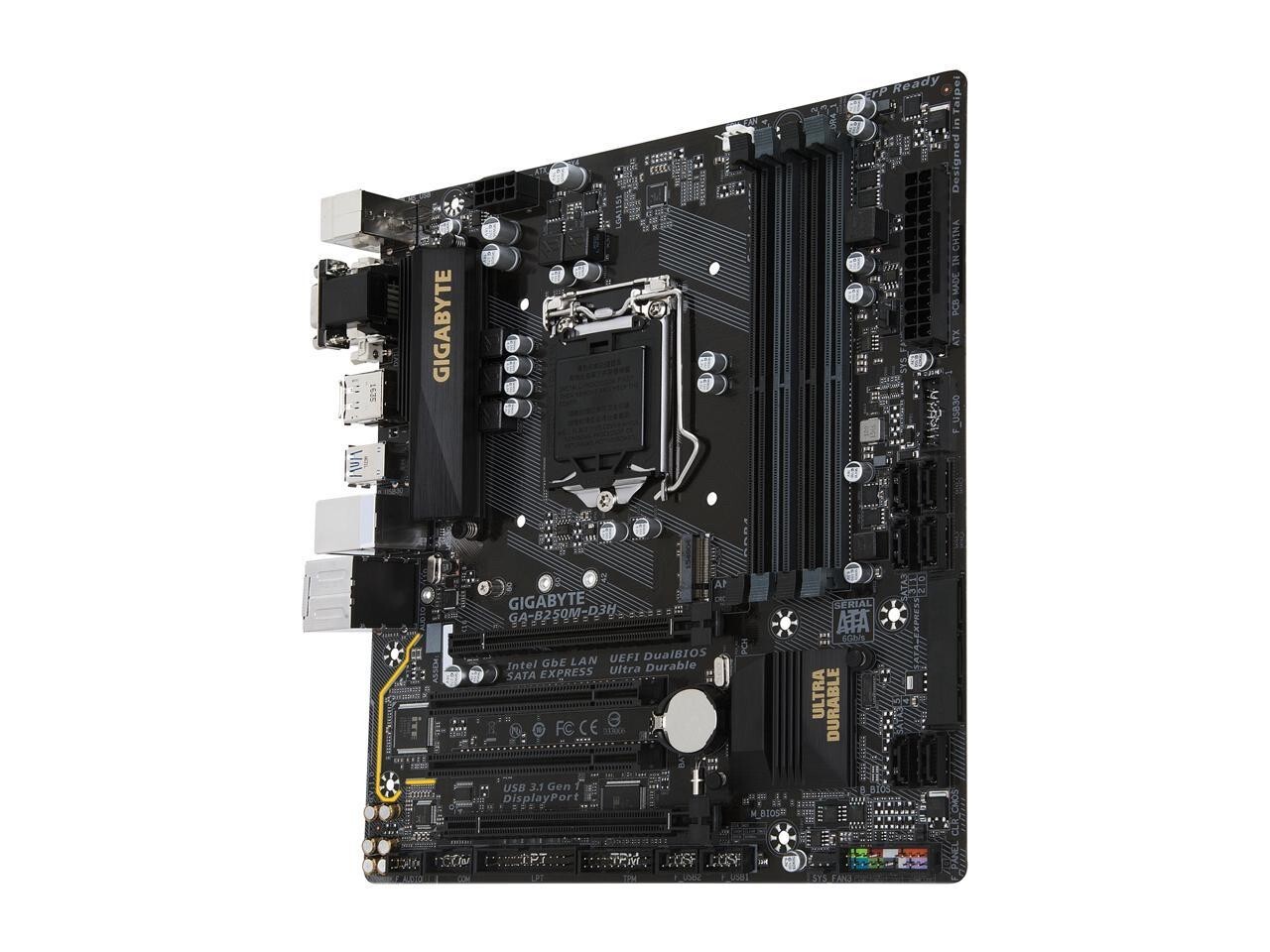 GIGABYTE GA-B250M-D3H LGA 1151 Intel B250 HDMI SATA 6Gb/s Micro ATX Motherboard