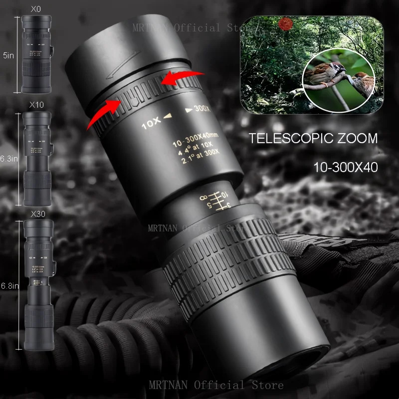 10-300X Zoom Powerful Monocular Long Range Professional Binoculars Telescope Hig
