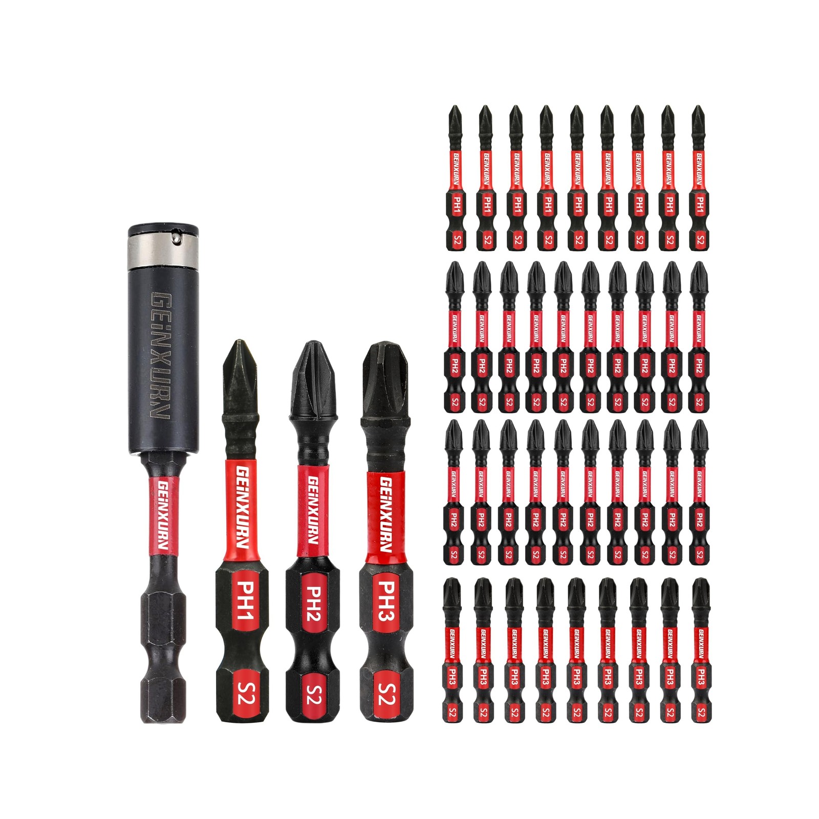 Anti-slip Hex Impact Tough Magnetic Screwdriver Bits Set 2 in. PH1/... Fast Ship