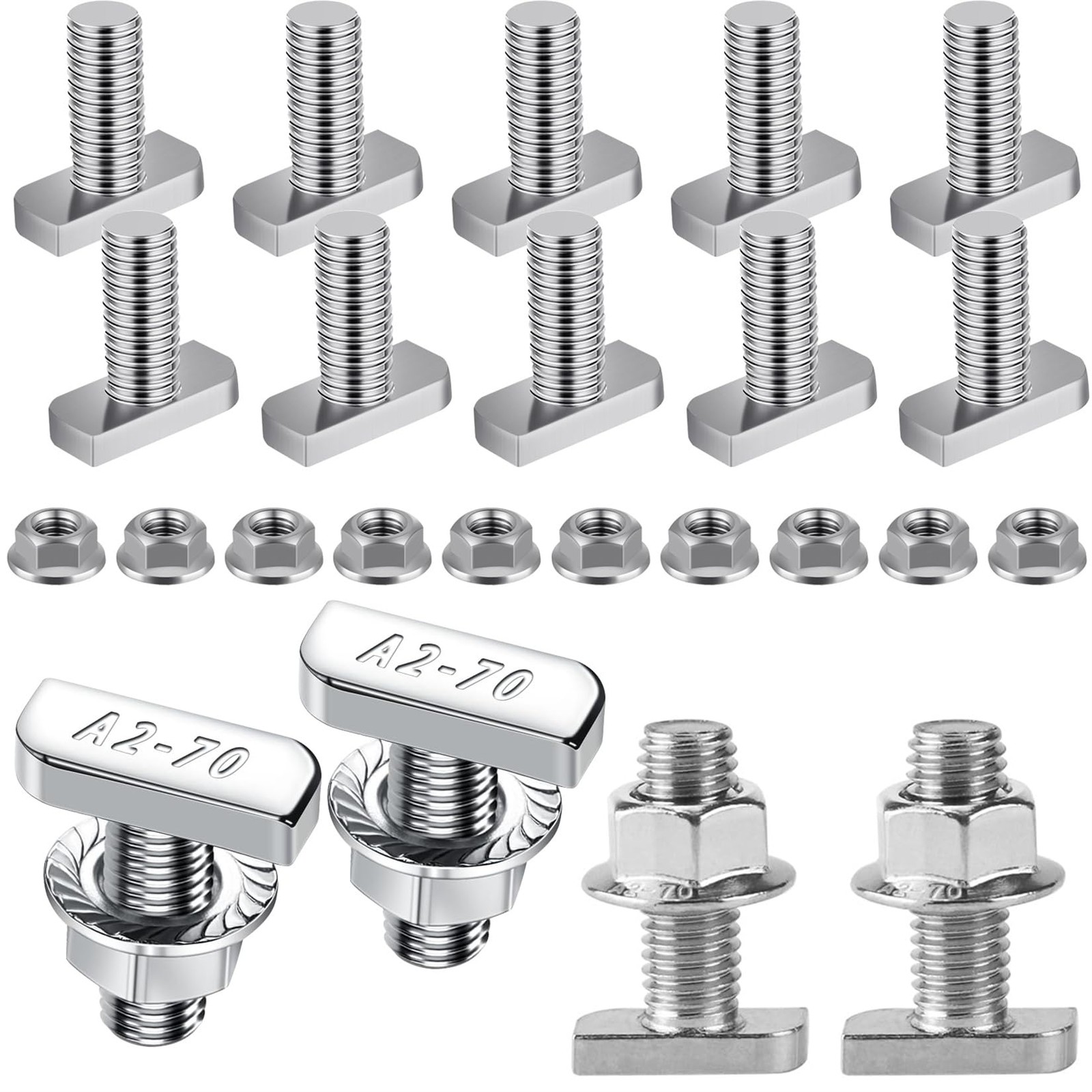 Yeasing T Bolt Set M8x20mm T Slot Dropin Bolt Hammer Head Bolts T Shape Stud ...