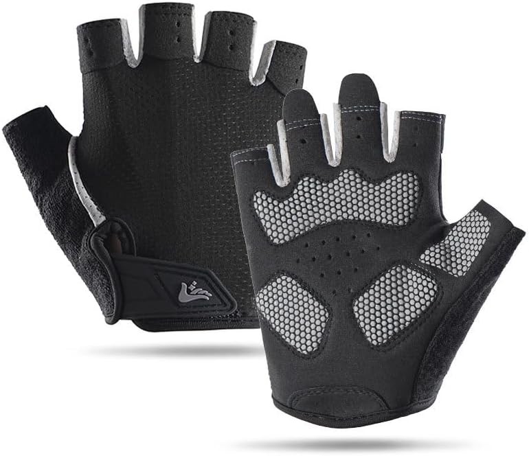 Fingerless Workout Gloves for Women Men - Anti-Slip Shock-Absorbing Glove for