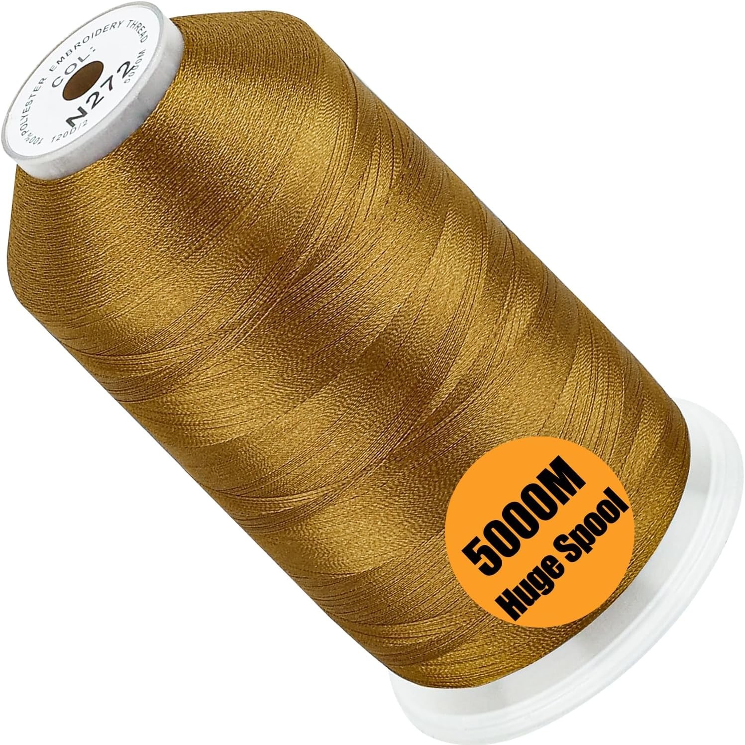 Versatile Old Gold Polyester Thread 5000M, 40WT for Creative Embroidery Projects