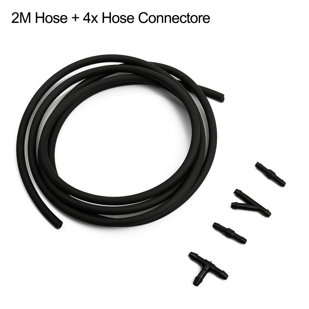 Hose Jet Pumps Kit Nozzle Pump Wiper With Connector ABS Plastic+Rubber
