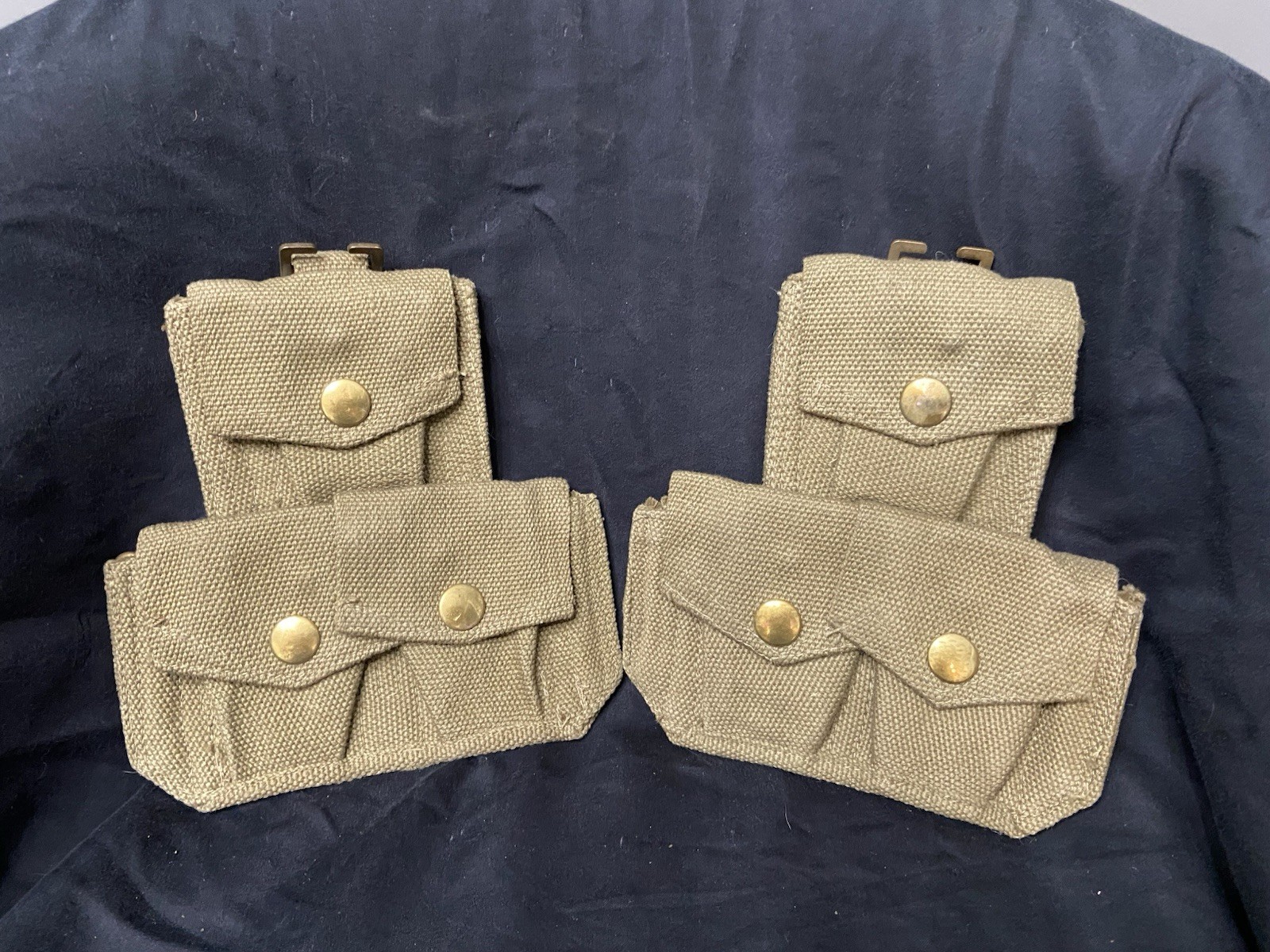 VTG WW2-Post WW2 Era Italian GARAND 3 Pocket Ammo Webbing Pouches SET Of 2